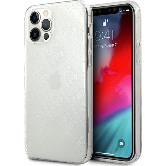 Guess GUHCP12M3D4GTR iPhone 12/12 Pro 6,1" Átlátszó 4G 3D Pattern Collection Keménytok