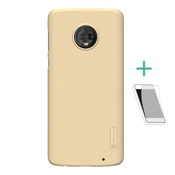 NILLKIN SUPER FROSTED műanyag telefonvédő (gumírozott, érdes felület + képernyővédő fólia) ARANY [Motorola Moto G6 Plus (XT1926)]