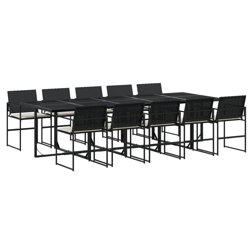 11 részes fekete polyrattan kerti étkezőgarnitúra párnákkal (3295061)