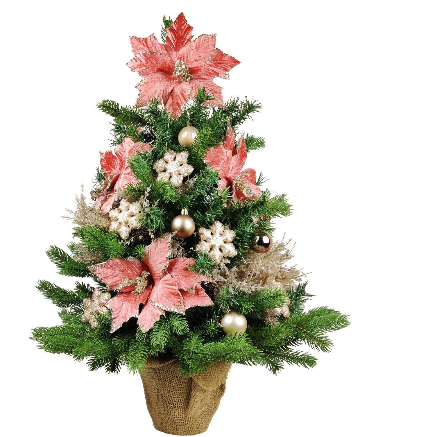 LAALU karácsonyfa LED fényekkel díszítve - Hópelyhek, 25 dísz, 60 cm (LAU-2231-OZM-60B)
