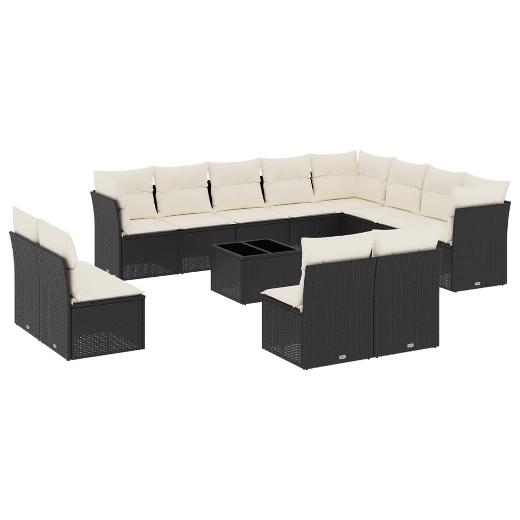 13 részes fekete polyrattan kerti ülőgarnitúra párnákkal (3218476)