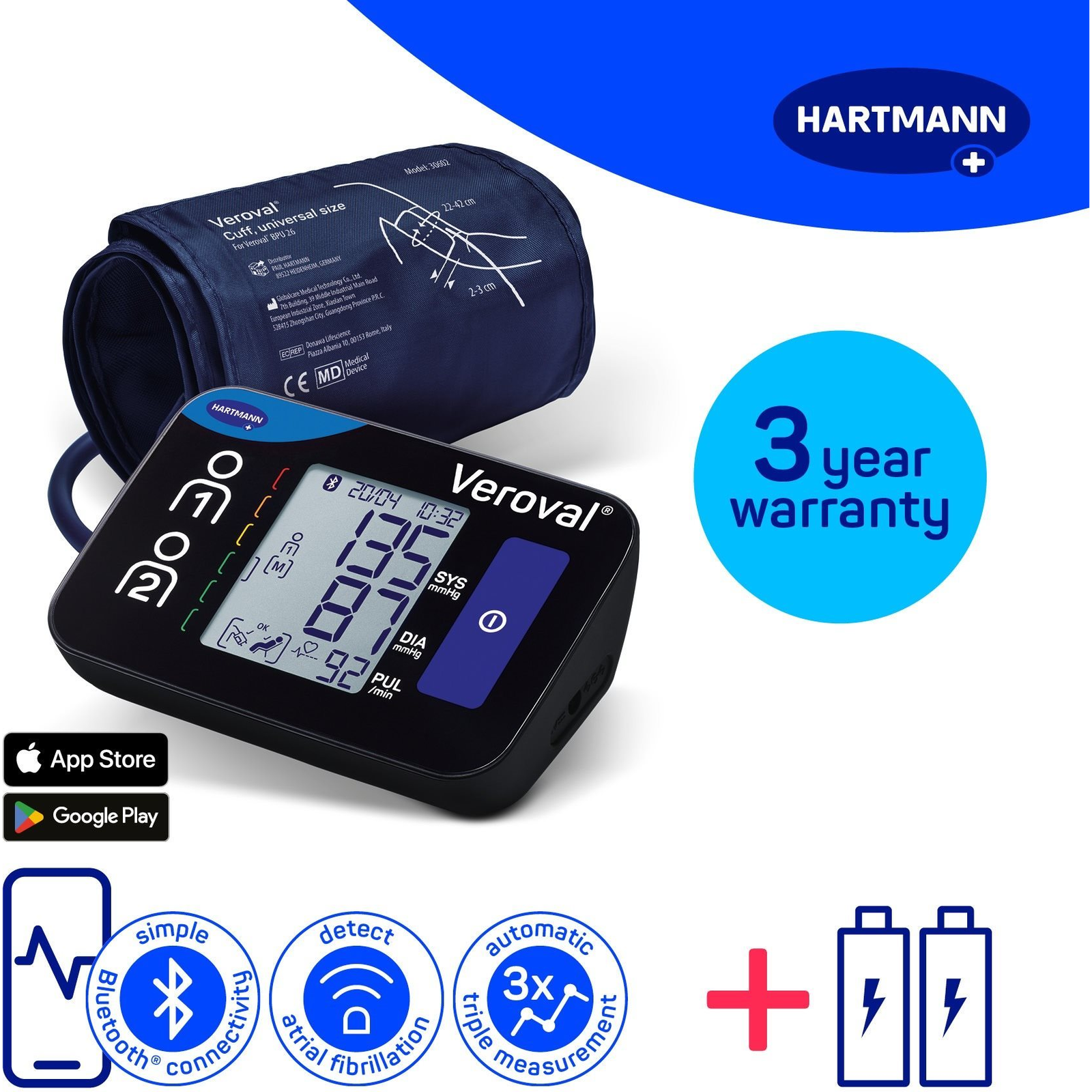 HARTMANN Veroval Compact + Connect AFIB és Bluetooth csatlakozással (9251040)