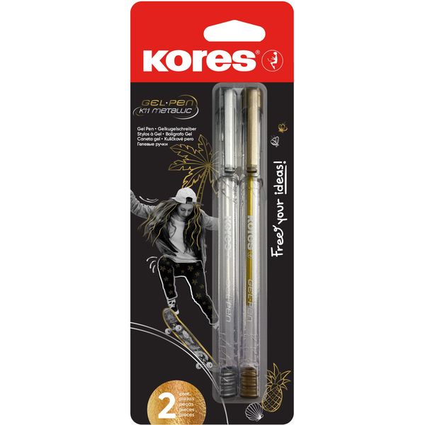 KORES K11 Gel Pen Metallic arany és ezüst, hegy 0,8 mm - 2 darabos készlet