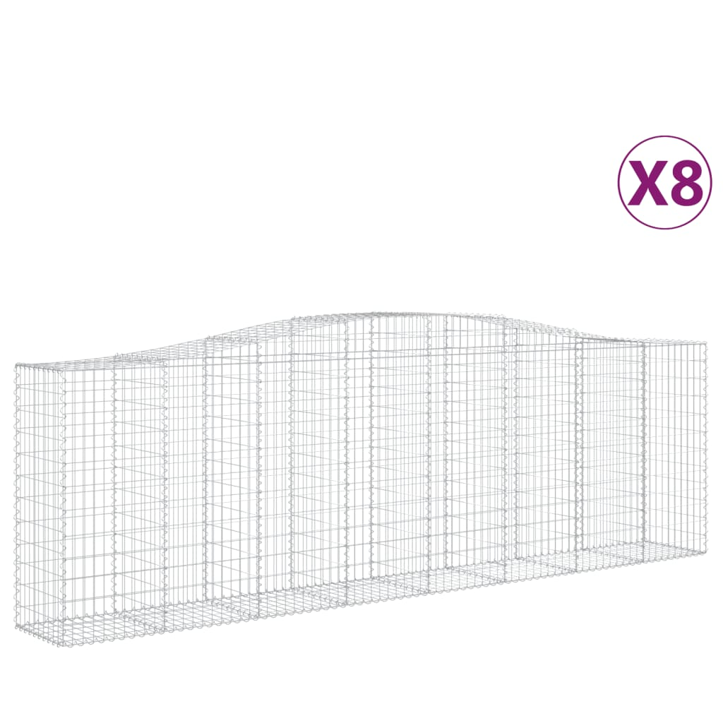 8 db íves horganyzott vas gabion kosár 400x50x120/140 cm (3145975)