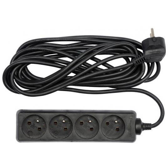 TOYA Hosszabbító, fekete, 3 m, 4 aljzat (TO-72621)