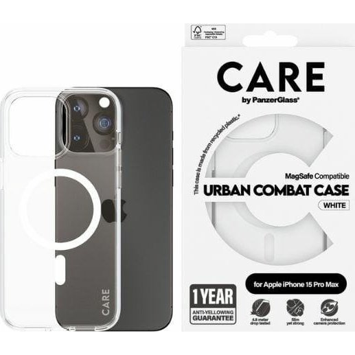 PanzerGlass Urban Combat iPhone 15 Pro Max MagSafe Telefon tok - Átlátszó / Fehér (1420)