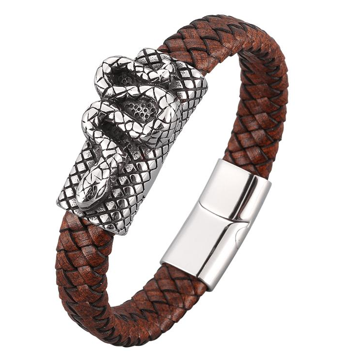 Predator Q1 bőr karkötő 19,5 cm - kobra PD1030 (15466)