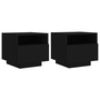 2 db fekete éjjeliszekrény LED-világítással 40 x 39 x 37 cm