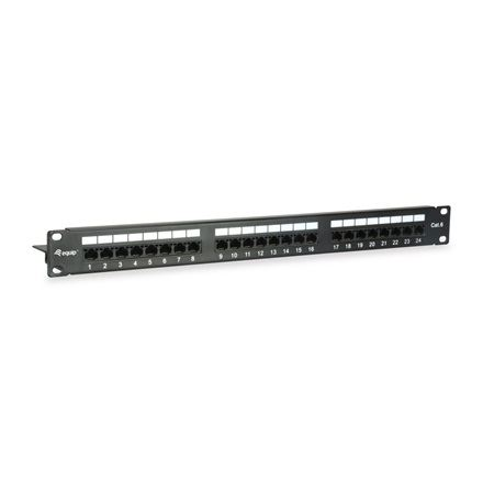 Equip Patch panel 24 port, Cat6, árnyékolatlan, fekete (135425) (e135425)