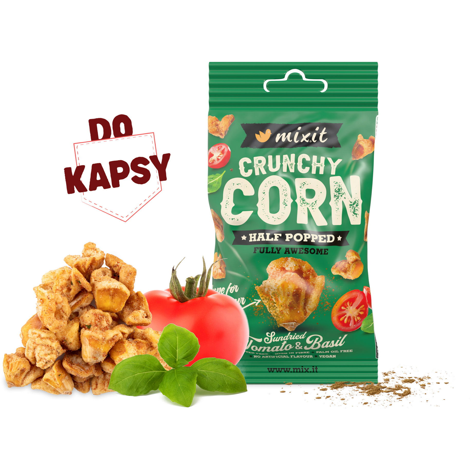 Mixit Crunchy corn - Paradicsom és bazsalikom 40 g (CZ-W7558)