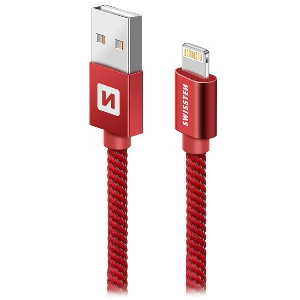 Cablu de date Swissten textile usb/tip Lightning mfi 2.0m, Red