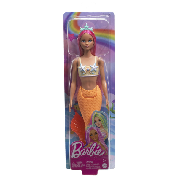 Barbie Dreamtopia baba - Sellő rózsaszín hajjal és narancssárga farokkal