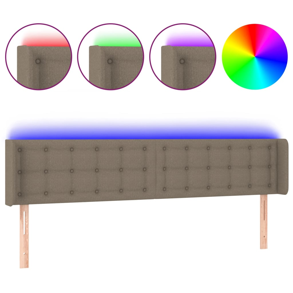 tópszínű szövet LED-es fejtámla 183 x 16 x 78/88 cm (3123688)