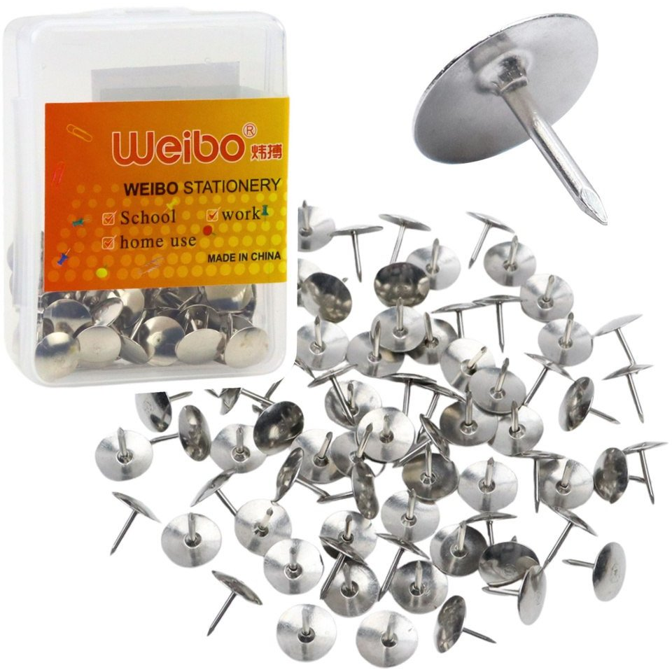 Laposfejű Rajzszögek Irodába És Iskolába, Ezüst, 40 db..  22400 (22400)