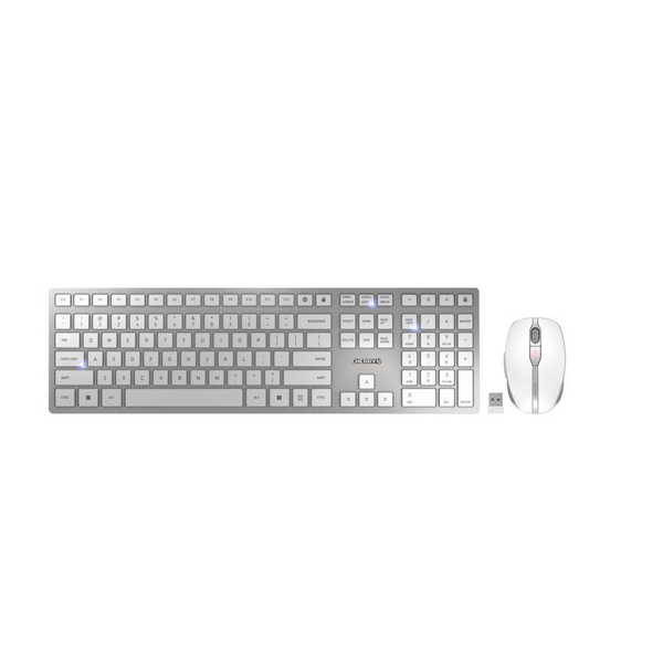 CHERRY DW 9100 SLIM tastatur Mus inkluderet Universel RF trådløs + Bluetooth QWERTZ Tysk Sølv