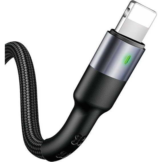 Usams U26 adatkábel (USB - lightning, 2A, gyorstöltő, 100cm, törésgátló, LED jelzés) FEKETE Apple iPhone 14 Plus / iPhone 14 Pro / iPhone 14 (SJ311IP01) (SJ311IP01)