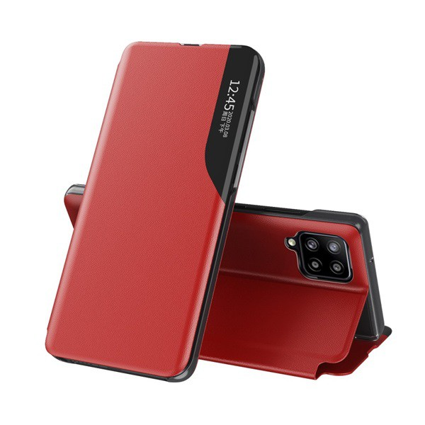 Tok álló, ECO bőr hatású (aktív FLIP, oldalra nyíló, asztali tartó funkció, hívószám kijelzés, View Window) PIROS [Samsung Galaxy A42 5G (SM-A425F)] (5996591112664)