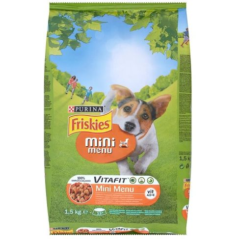 Állateledel száraz PURINA Friskies Vitafit Mini menü kutyáknak csirkével és zöldséggel 1,5 kg