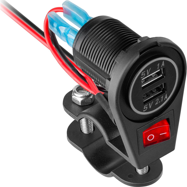 Vtičnica za motor PEIYING vgradna 2xUSB, 3,1A, 12/24V
