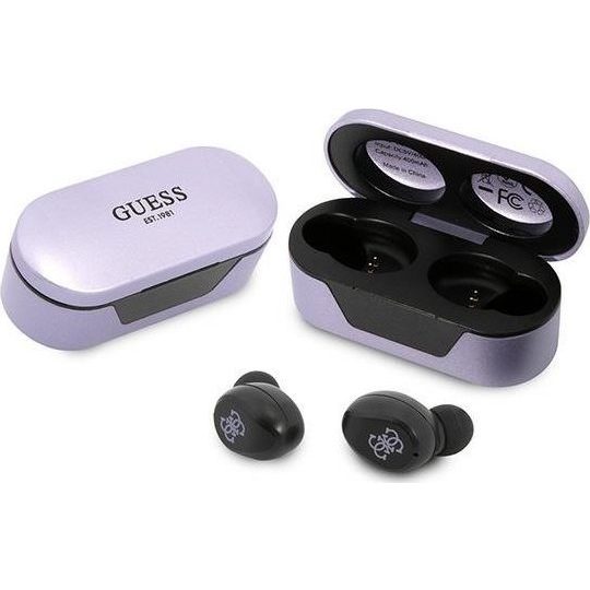 Căști Bluetooth TWS Guess GUTWST31EU, violet, cu husă de încărcare