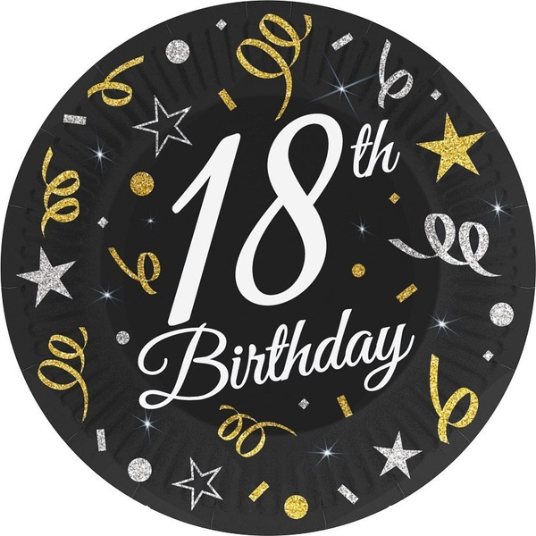 Happy Birthday 18 B&C papírtányér 6 darabos 18 cm