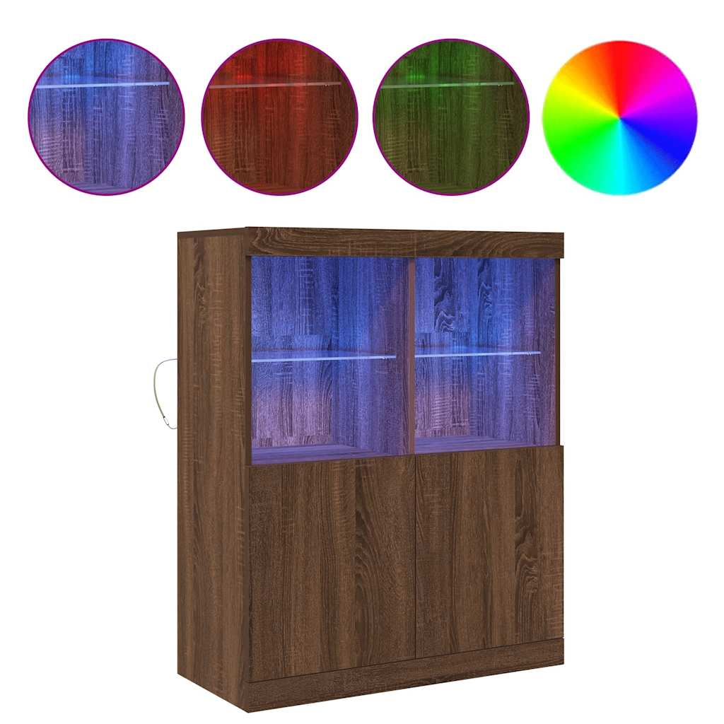 barna tölgy színű szerelt fa tálalószekrény 81x37x100 cm (3318623)