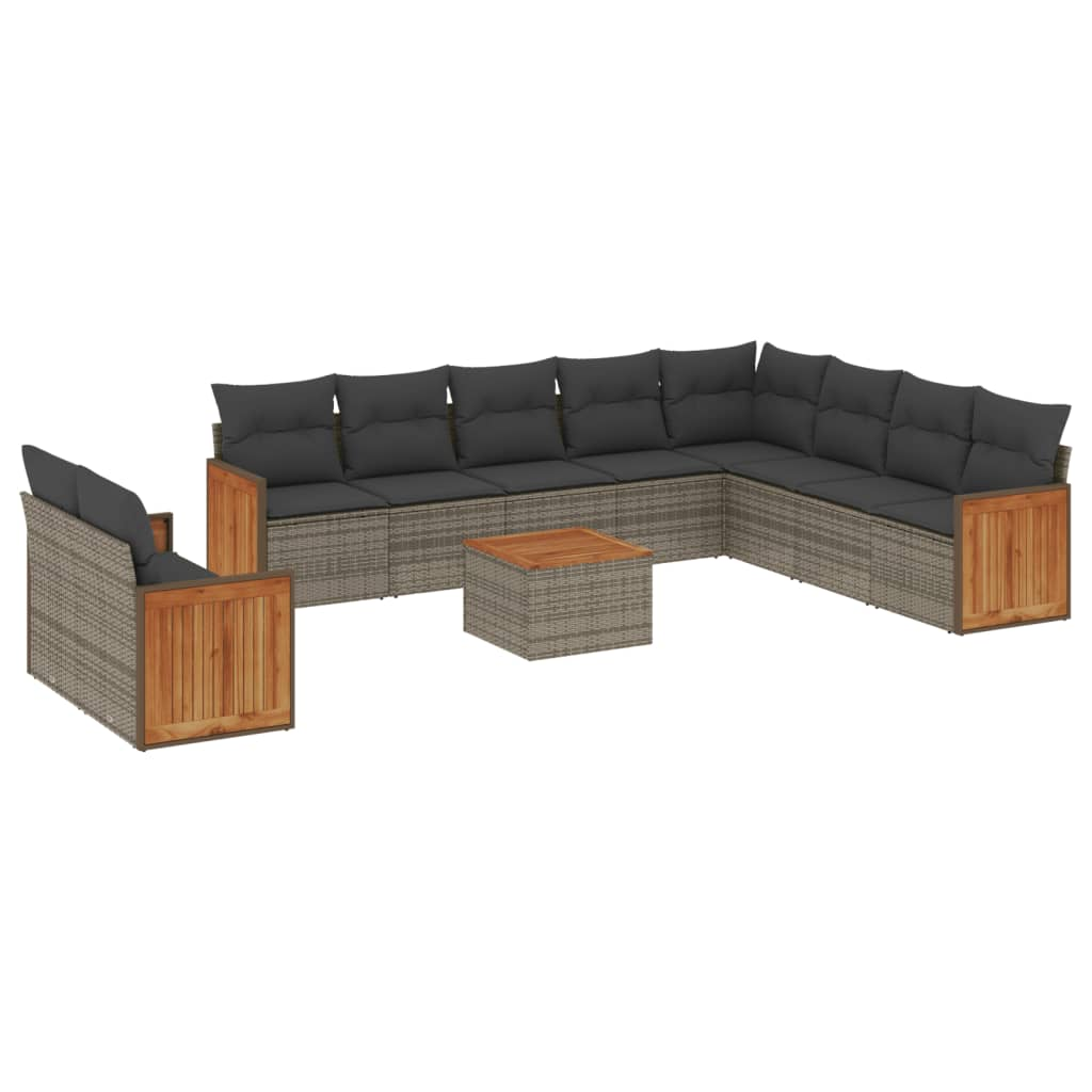 11 részes szürke polyrattan kerti ülőgarnitúra párnákkal (3260205)