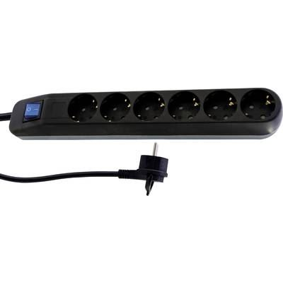 REV 0014640500 Elosztó kapcsolóval 6 részes Fekete Védőérintkezős 1,4m (r0014640500)