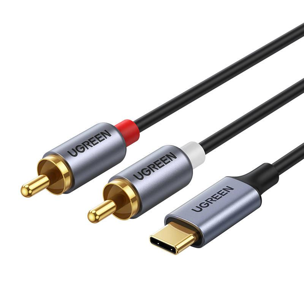 Кабел Ugreen 20193 CM451, USB-C (male) към 2RCA (male), 1.5m, сив