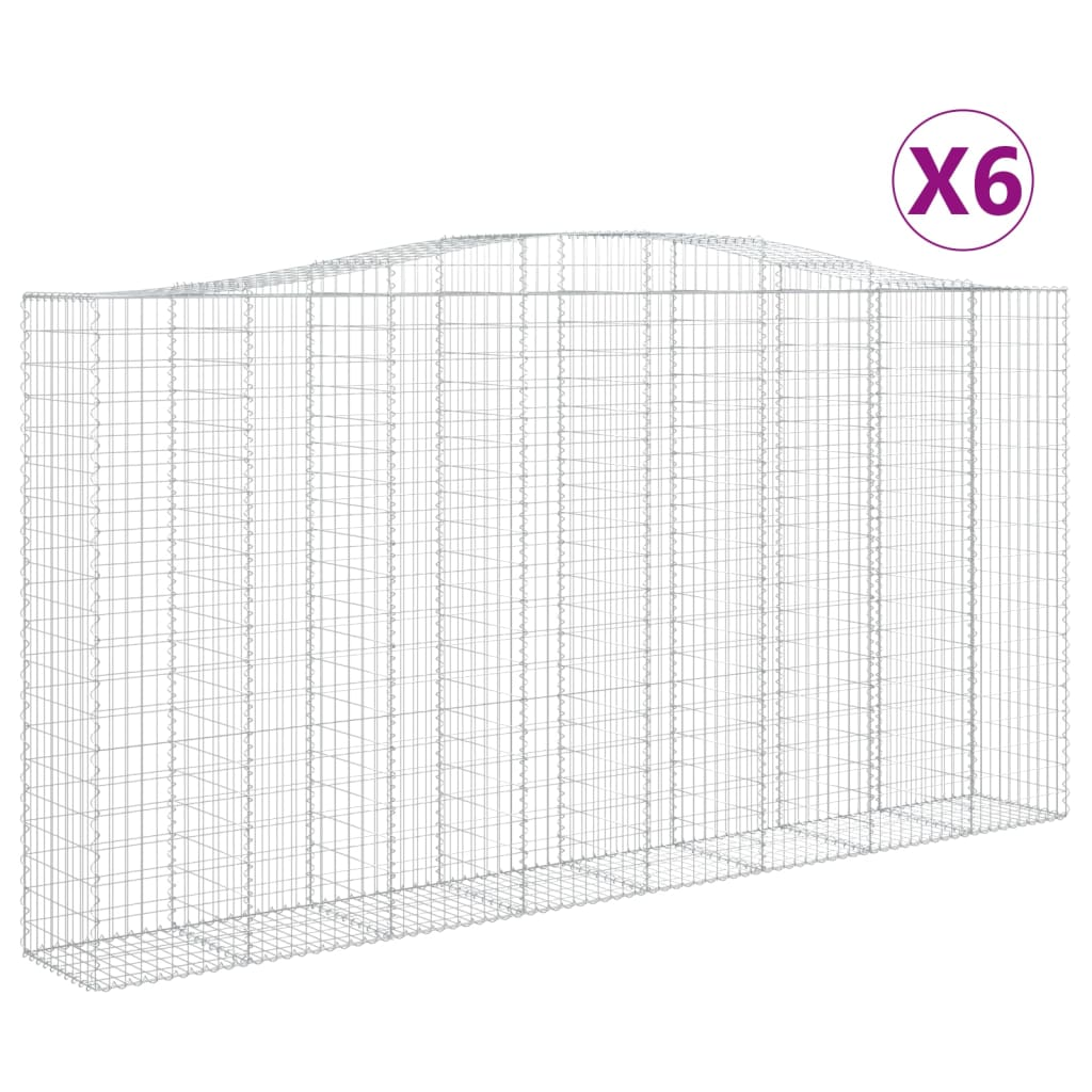 6 db íves horganyzott vas gabion kosár 400x50x200/220 cm (3146025)