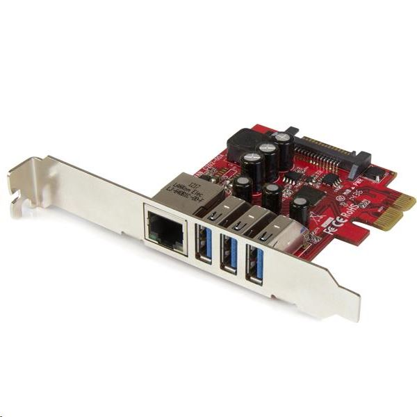 StarTech.com 3x USB 3.0 + Gigabit Ethernet bővítő kártya PCIe (PEXUSB3S3GE) (PEXUSB3S3GE)