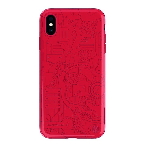 NILLKIN MACHINERY műanyag telefonvédő (szilikon keret, fogaskerék minta) PIROS [Apple iPhone XS Max 6.5] (5996457844586)