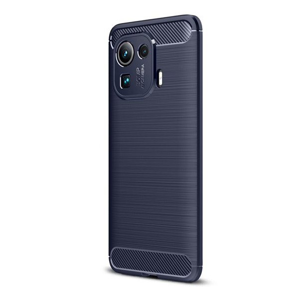 Szilikon telefonvédő (közepesen ütésálló, légpárnás sarok, szálcsiszolt, karbon minta) SÖTÉTKÉK [Xiaomi Mi 11 Pro 5G] (5996591082912)