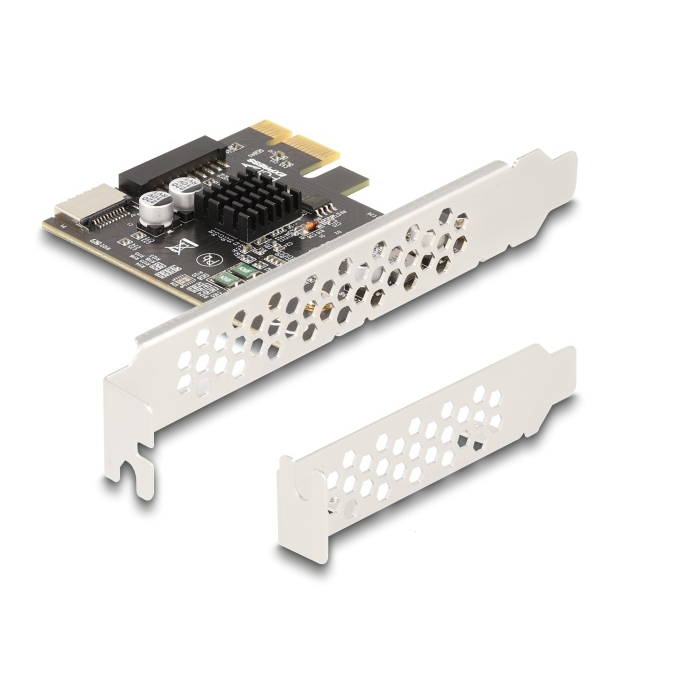Delock PCI expressz x1 kártya - 1 x belső USB 5 Gbps Type-E Key A and 1 x 19 pin USB pin header male - alacsony profilú formatényező (90344) (90344)