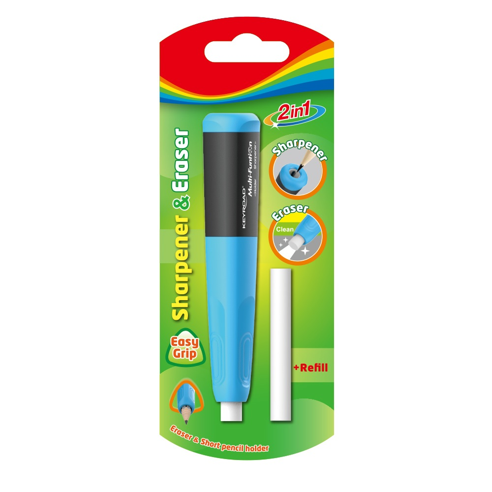 Keyroad Hegyező 1 lyukú radírral és utántöltővel 2in1 vegyes színek (KR972183) (KR972183)