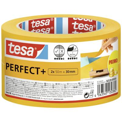 Tesa Perfect+ (56539-00000-00) Festő védőszalag Sárga (H x Sz) 100 m x 30 mm 2 db (56539-00000-00)