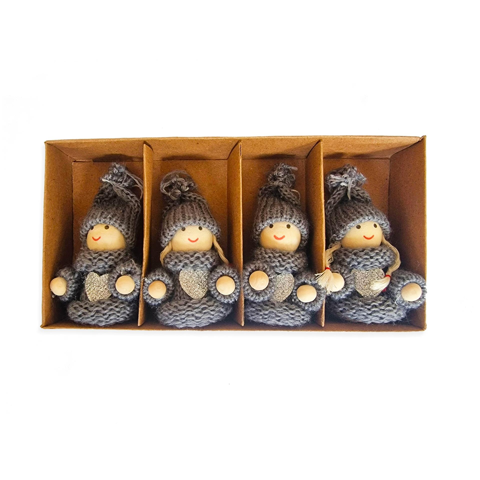 LAALU díszkészlet: szürke figurák szivecskével 8 cm, 4 db (LAU-6169)