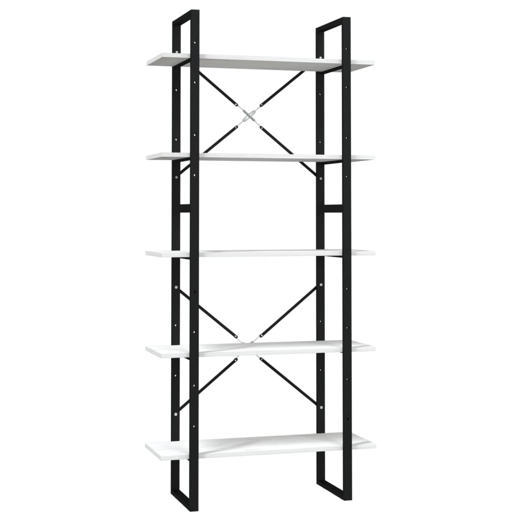 ötszintes fehér fenyőfa könyvszekrény 80 x 30 x 175 cm (3081994)