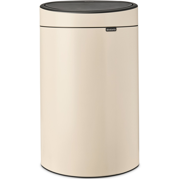 BRABANTIA Touch Bin New Soft-Touch nyomófedeles hulladékgyűjtő belső tartállyal ovális 40L - L méret acél világos bézs - 200748