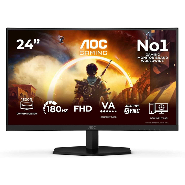 AOC G4 23.6" VA FHD 180Hz computer monitor 59,9 cm (23.6") 1920 x 1080 Pixels Full HD LCD Zwart, Rood