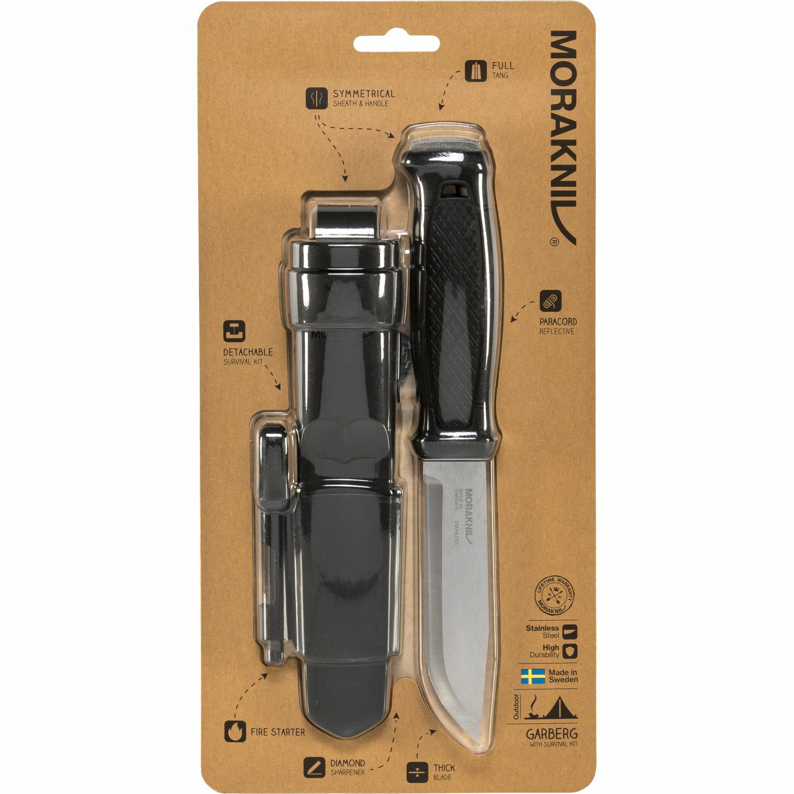 Morakniv Garberg Black Messer Túrakés 229mm + Túlélő Kit - Fekete (13914)