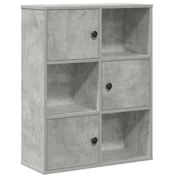 betonszürke szerelt fa könyvespolc 60x24x76,5 cm