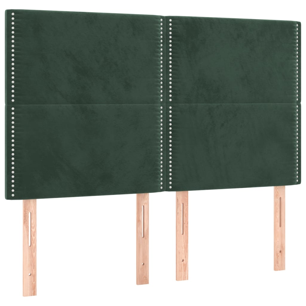 4 db sötétzöld bársony fejtámla 72 x 5 x 78/88 cm (3116243)