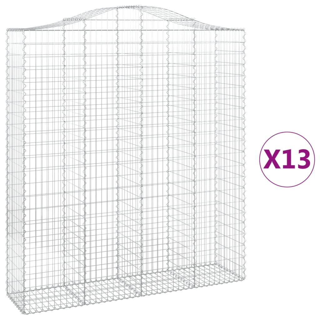13 db íves horganyzott vas gabion kosár 200x50x220/240 cm (3145777)
