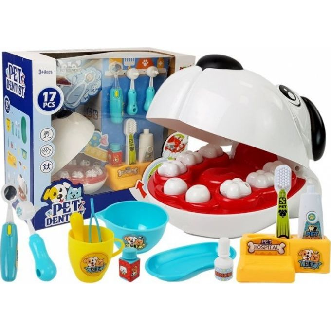 Lean Toys Fogorvosi Kiskutya-Készlet. Fogkefe. Facsart Fogkrém (7609-uniw)