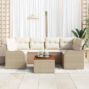 Bézs Kerti Kanapé Szett 7 pcs Beige, fehér Nagy