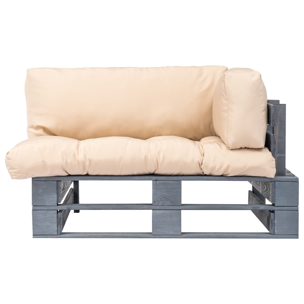 fenyőfa kerti raklapkanapé homokszínű párnákkal (275293)