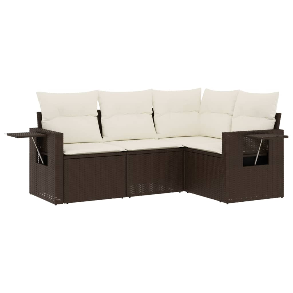 4 részes barna polyrattan kerti ülőgarnitúra párnákkal (3252450)