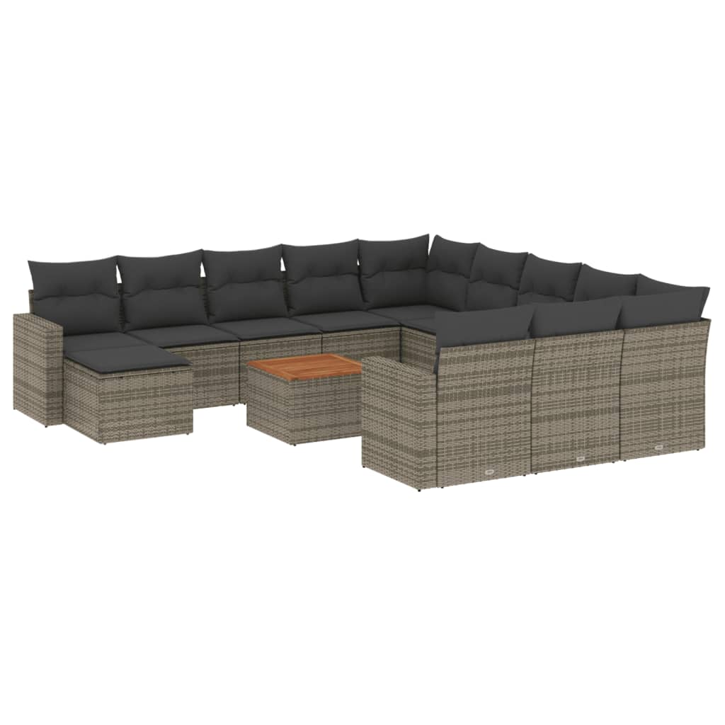 13 részes szürke polyrattan kerti ülőgarnitúra párnákkal (3224429)