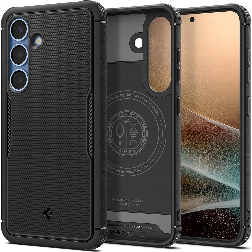 Samsung S25 Plus Spigen Core Armor Mag Szilikon Telefonvédő Ütésállóság, Magsafe, Fekete (8809971237482-ACS08918)